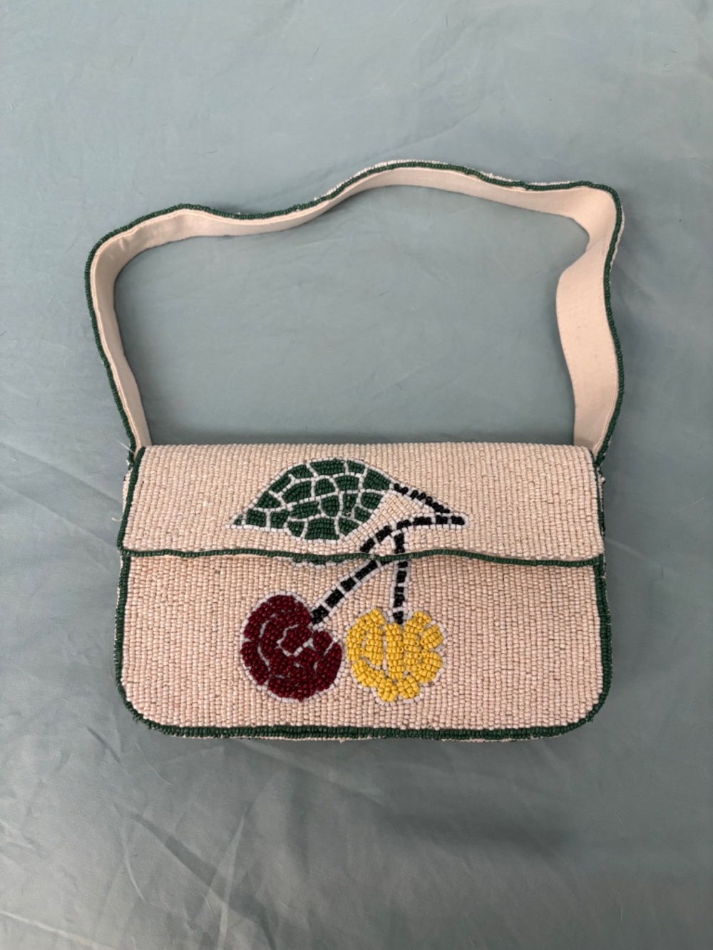 NWT Anthropologie $98 Fiona Beaded Bag: Food & Drink Edition Cherry Tile - Picture 4 of 6